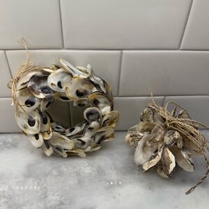 Oyster Shell Wreath Ornament Hanger And Oyster Shell Ball Ornament